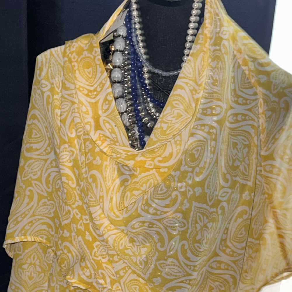 Lane Bryant Yellow & White Paisley Scarf-Style Toplet